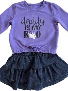 Purple Halloween skirt and top set - “daddy is my boo”